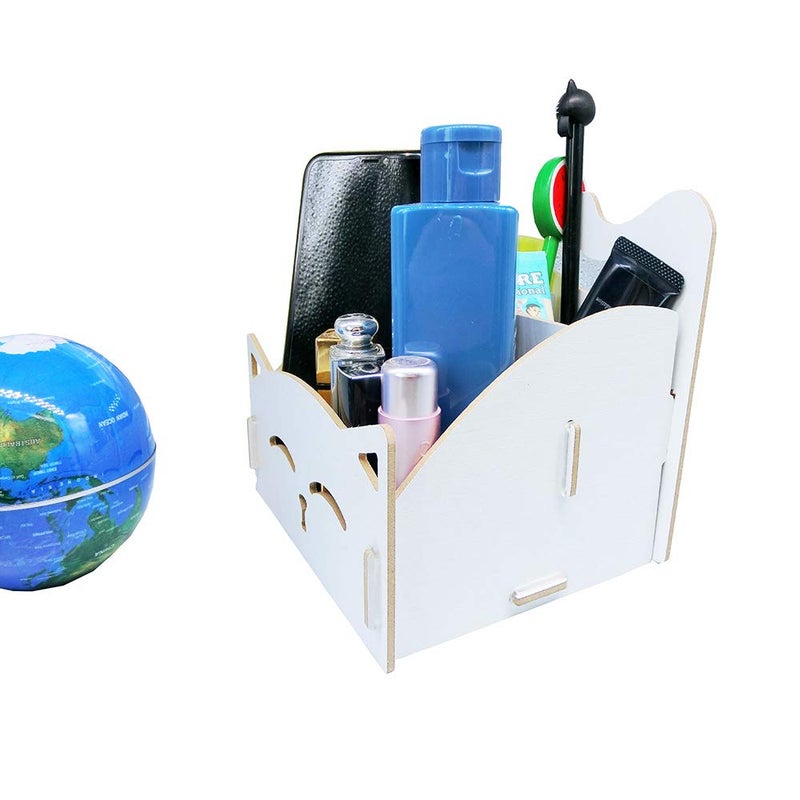 Artkingdome Exquisite DIY Artwork Cat Folding Collection Pen Pencil Holder Cosmetic Organizer Desk Storage Sorter White - Image 3